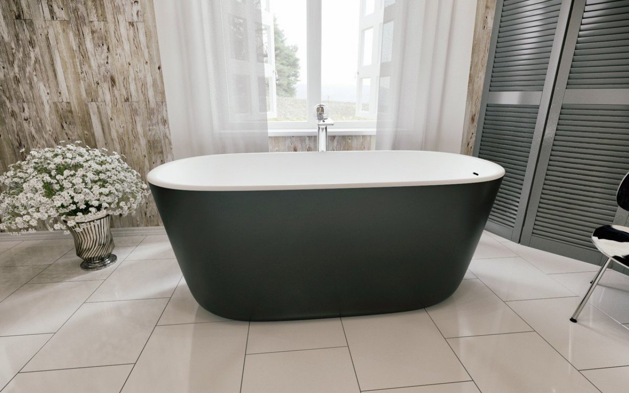 Lullaby-Blck-Wht, la piccola vasca da bagno freestanding di Aquatica in pietra AquateX™ picture № 0